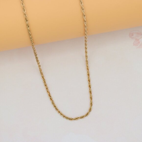 Twisted Rope Rose Gold Necklace – Elegant 18 Inch Chain Design, XPNL0206 - Picture 5 of 12